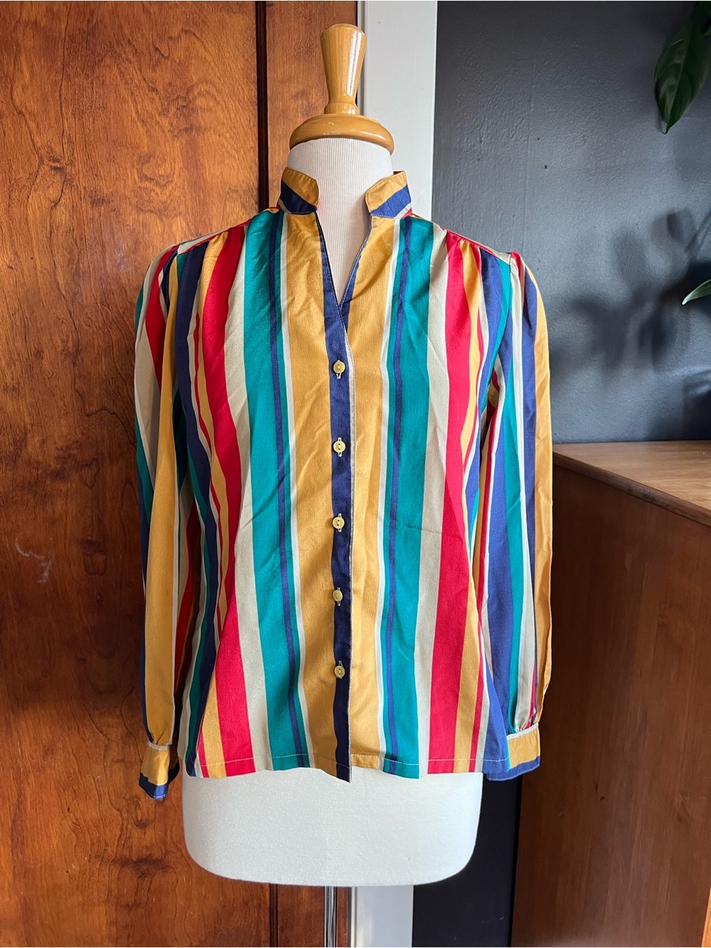 Women’s Multi-Color Striped Button-Up Shirt